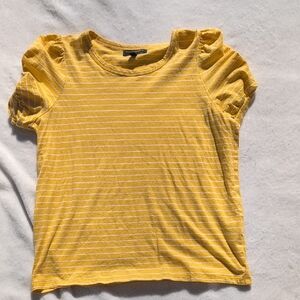 Banana Republic short sleeve shirt Yellow Striped Ruffle Sleeve Top - Medium